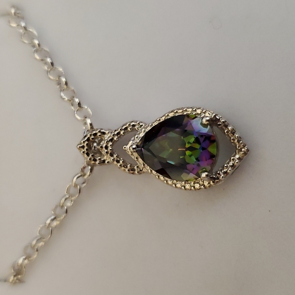 Mystic Topaz & Diamond Pendant necklace